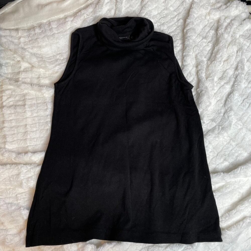 JNY JONES‎ NEW YORK Medium Sleeveless Turtleneck Tank Top Blouse Black